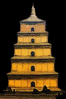 illustration,material,free,landscape,picture,painting,color pencil,crayon,drawing,Kari large tower, Go GANTOU, Empress Fuminori, Sanskrit scriptures, Journey To The West