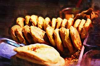illustration,material,free,landscape,picture,painting,color pencil,crayon,drawing,The fried bread stand, Bread, Stalls, Round, Islam