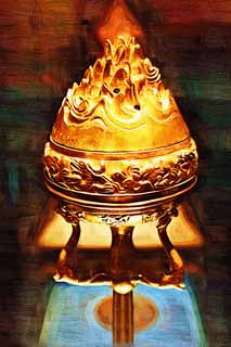 illust, material, livram, paisagem, quadro, pintura, lpis de cor, creiom, puxando,Bronze Bambu-comum Censer com dourados em forma de Ouro e Prata, Reator Justo monts, Ouro e prata, China antiga, Tesouro