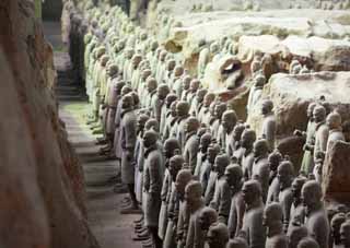 foto,tela,gratis,paisaje,fotografa,idea,Guerreros de terracota en el hoyo n  1, Guerreros de terracota, Personas antiguas, Tumba, Herencia de mundo