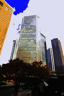 illust, materiale, libero panorama, ritratto dipinto, matita di colore disegna a pastello, disegnando,Shinjuku Subcenter, A molti piani, Subcenter, Tokio governo metropolitano, Costruendo