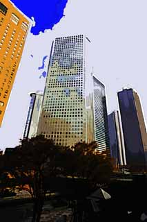 illust, materiell, befreit, Landschaft, Bild, Gemlde, Farbbleistift, Wachsmalstift, Zeichnung,,Shinjuku Subcenter, Hochhaus, Subcenter, Tokyo weltstdtische Regierung, Gebude