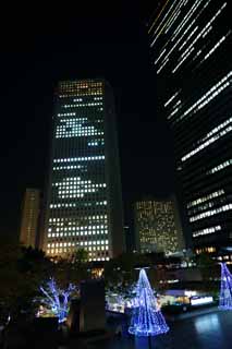 Foto, materiell, befreit, Landschaft, Bild, hat Foto auf Lager,Shinjuku bei Nacht, Hochhaus, Subcenter, Festliche Beleuchtung, Gebude