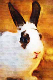 illust, materiell, befreit, Landschaft, Bild, Gemlde, Farbbleistift, Wachsmalstift, Zeichnung,,Rabbit ein, Kaninchen, , Viehbestand, 