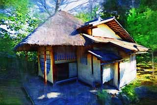 illust, material, livram, paisagem, quadro, pintura, lpis de cor, creiom, puxando,Fang Kodaiji templo retidos Hermitage, , Yoshino Tayuu, Cerimnia de ch, 