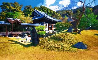 illust, material, livram, paisagem, quadro, pintura, lpis de cor, creiom, puxando,Kodaiji Temple Hall, , , Kinoshita Iesada, 