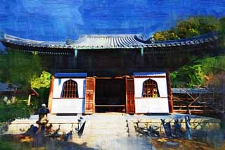 illust, material, livram, paisagem, quadro, pintura, lpis de cor, creiom, puxando,Kodaiji Temple Hall, , , Kinoshita Iesada, 