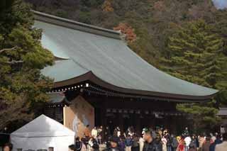 Foto, materieel, vrij, landschap, schilderstuk, bevoorraden foto,Buiten de hal van de eredienst in Kashihara Shrine, Shinto, , Kronieken van Japanneren, Kojiki