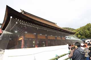 Foto, materiell, befreit, Landschaft, Bild, hat Foto auf Lager,Die Halle der Anbetung in Kashihara-Schrein, Schintoismus, , Chroniken von Japan, Kojiki