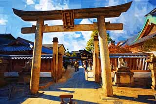 illust, , , , , ,  ,  , .,Seimei Shrine, Torii,  Yin-yang   , Onmyoji, Pentagram