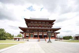 fotografia, materiale, libero il panorama, dipinga, fotografia di scorta,Tempio di Yakushi-ji tempio interno, Io sono dipinto in rosso, Il Budda di guarire, Convento buddista, Chaitya