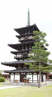 foto,tela,gratis,paisaje,fotografa,idea,Torre de este de Temple de ji de - de Yakushi, Soy pintado de rojo, El buda de la curacin, Monasterio Buddhist, Chaitya