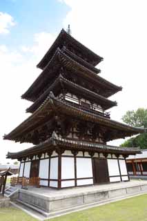 Foto, materieel, vrij, landschap, schilderstuk, bevoorraden foto,Yakushi-ji Tempel naar het oosten rijzen, Ik word in rood geschilderd, De Boeddha van De heling, Boeddhist mannenklooster, Chaitya