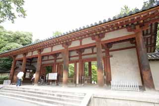 Foto, materiell, befreit, Landschaft, Bild, hat Foto auf Lager,Das Toshodai-ji Temple Sdtor, Ich werde in roten gemalt, hlzernes Gebude, Buddhistisches Mnchskloster, Chaitya