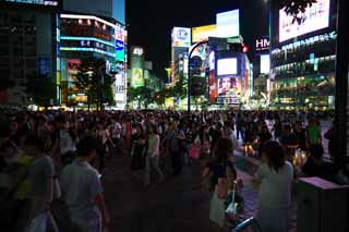 fotografia, materiale, libero il panorama, dipinga, fotografia di scorta,La notte di Stazione di Shibuya, Il centro, pedone, Illuminazione, folla