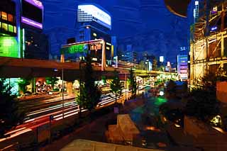 illustration,material,free,landscape,picture,painting,color pencil,crayon,drawing,Night of Roppongi, Downtown, highway, Neon, Illuminations