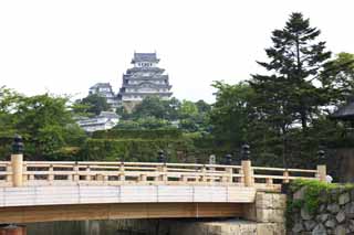 fotografia, material, livra, ajardine, imagine, proveja fotografia,Himeji-jo Castelo, Quatro Castelo de tesouros nacional, A cereja rvore porto ponte, Shigetaka Kuroda, Hideyoshi Hashiba