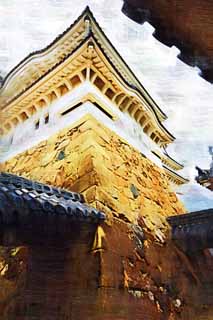 illust,tela,gratis,paisaje,fotografa,idea,pintura,Lpiz de color,dibujo,Inui pequeo torre de castillo de castillo de jo de - de Himeji, Cuatro tesoros nacionales Castle, Sadanori Akamatsu, Shigetaka Kuroda, Hideyoshi Hashiba