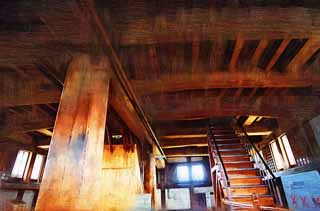 illustration,material,free,landscape,picture,painting,color pencil,crayon,drawing,Himeji-jo Castle, Four national treasures Castle, Sadanori Akamatsu, Shigetaka Kuroda, Hideyoshi Hashiba