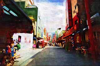 illustration,material,free,landscape,picture,painting,color pencil,crayon,drawing,Kobe Nankinmachi, Chinatown, An arcade, Downtown, China