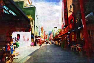 illust, matire, libre, paysage, image, le tableau, crayon de la couleur, colorie, en tirant,Kobe Nankinmachi, Chinatown, Une arcade, En ville, Chine