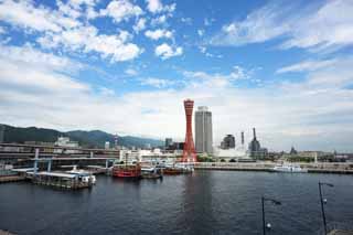 Foto, materieel, vrij, landschap, schilderstuk, bevoorraden foto,Kobe poort oprit van het oog, Poort, Genoegen boot, Koopmanschap, Toeristische aantrekking