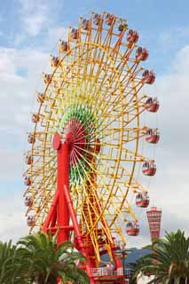 fotografia, materiale, libero il panorama, dipinga, fotografia di scorta,Un Ferris la ruota, porto, Un parco di divertimenti, attrezzatura di terreno di gioco, attrazione turistica