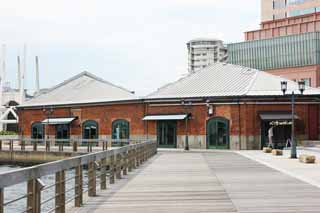 Foto, materiell, befreit, Landschaft, Bild, hat Foto auf Lager,Eine Backsteinlagerhaus Restaurantstrae, Hafen, roter Backstein, Lagerhaus, Touristenattraktion