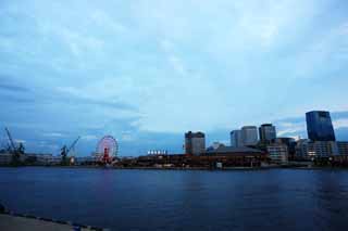 photo,material,free,landscape,picture,stock photo,Creative Commons,Kobe port sweep of the eye of the dusk, port, Ferris wheel, Trade, tourist attraction