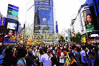 illustration,material,free,landscape,picture,painting,color pencil,crayon,drawing,The crossing of Shibuya Station, Downtown, walker, pedestrian crossing, crowd