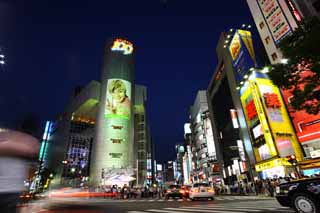 foto,tela,gratis,paisaje,fotografa,idea,Noche de Shibuya, En el centro, Shibuya 109, Paso de peatones, Letrero de gas de nen