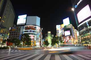 Foto, materieel, vrij, landschap, schilderstuk, bevoorraden foto,Avond van Shibuya, Benedenstad, Shibuya 109, Oversteekplaats, Lichtreclame