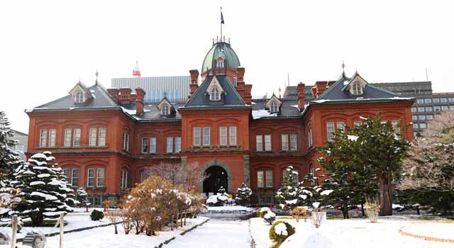 Foto, materieel, vrij, landschap, schilderstuk, bevoorraden foto,Hokkaido agentuur, Sneeuw scne, Rode baksteen, Baksteen, Geschiedenis van Hokkaido regeneratie