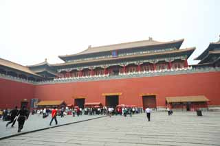 photo,material,free,landscape,picture,stock photo,Creative Commons,Wumen of the old palace, I am painted in red, The front gate, red wall, lofty building