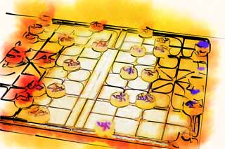 illust, materiell, befreit, Landschaft, Bild, Gemlde, Farbbleistift, Wachsmalstift, Zeichnung,,Elefant shogi, Spiel, , Stck, Schachbrett