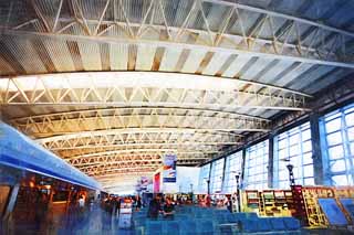 illust, materiale, libero panorama, ritratto dipinto, matita di colore disegna a pastello, disegnando,Aeroporto di Xi'an, raggio, terminale di viaggiatore, Un aeroporto, Un aeroplano