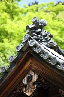 Foto, materiell, befreit, Landschaft, Bild, hat Foto auf Lager,Der Grat-Endziegel von Hase-dera Temple, Ziegel, Keramikware, Chaitya, Mitera der Blume