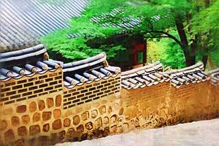illust, matire, libre, paysage, image, le tableau, crayon de la couleur, colorie, en tirant,Le mur du temple Akitoku, La Cour Impriale architecture, carreau, Ishigaki, patrimoine de l'humanit