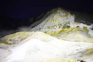 Foto, materiell, befreit, Landschaft, Bild, hat Foto auf Lager,Noboribetsu Onsen-Hlle Tal, heier Frhling, Schwefel, Irdische Hitze, Vulkan