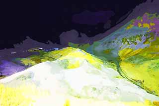 illustration,material,free,landscape,picture,painting,color pencil,crayon,drawing,Noboribetsu Onsen Hell Valley, hot spring, Sulfur, Terrestrial heat, volcano