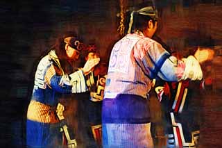 illust, matire, libre, paysage, image, le tableau, crayon de la couleur, colorie, en tirant,La danse traditionnelle d'Ainu, danse, Costume folklorique, Broderie, Ainu