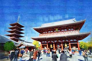 illust, , , , , ,  ,  , .,Senso-ji  Hozo-mon , sightseeing , Senso-ji , Asakusa, 