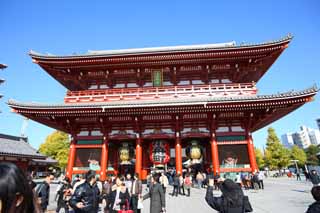 Foto, materiell, befreit, Landschaft, Bild, hat Foto auf Lager,Senso-ji-Tempel Hozo-mon Tor, das Besichtigen von Stelle, Senso-ji-Tempel, Asakusa, Laterne
