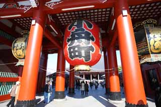 Foto, materieel, vrij, landschap, schilderstuk, bevoorraden foto,Senso-ji Temple Hozo-mon Poort, Bezoekende touristenplaats stip, Senso-ji Tempel, Asakusa, Lantaarn