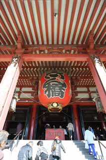 Foto, materieel, vrij, landschap, schilderstuk, bevoorraden foto,De Senso-ji Tempel belangrijkste hal van een Boeddhist tempel, Bezoekende touristenplaats stip, Senso-ji Tempel, Asakusa, Lantaarn