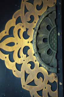 fotografia, material, livra, ajardine, imagine, proveja fotografia,Os mveis de metal da Senso-ji Templo porta, Metal, flor, Asakusa, Templo de Senso-ji