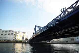 fotografia, materiale, libero il panorama, dipinga, fotografia di scorta,Kiyosu fa un ponte su, ponte, Discesa di Fiume di Sumida, Un ponte di ferro, Traffico