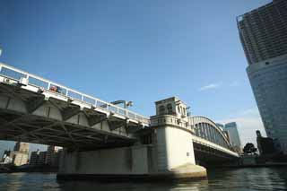 foto,tela,gratis,paisaje,fotografa,idea,Un grito del bridge de victoria, Puente, Ascendencia de ro de Sumida, Un puente de hierro, Trfico