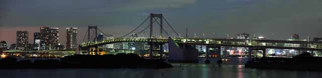 foto,tela,gratis,paisaje,fotografa,idea,Una vista de noche de Odaiba, Puente, Joya, Curso de fecha, Playa centro de la ciudad recin creado