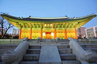 photo,material,free,landscape,picture,stock photo,Creative Commons,The virtue Kotobuki shrine Hall of Central Harmony, palace building, I am painted in red, stone pavement, Tradition architecture